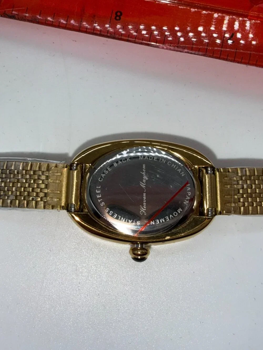 Heaven Mayhem Gold Tone Oval Watch Like New Working